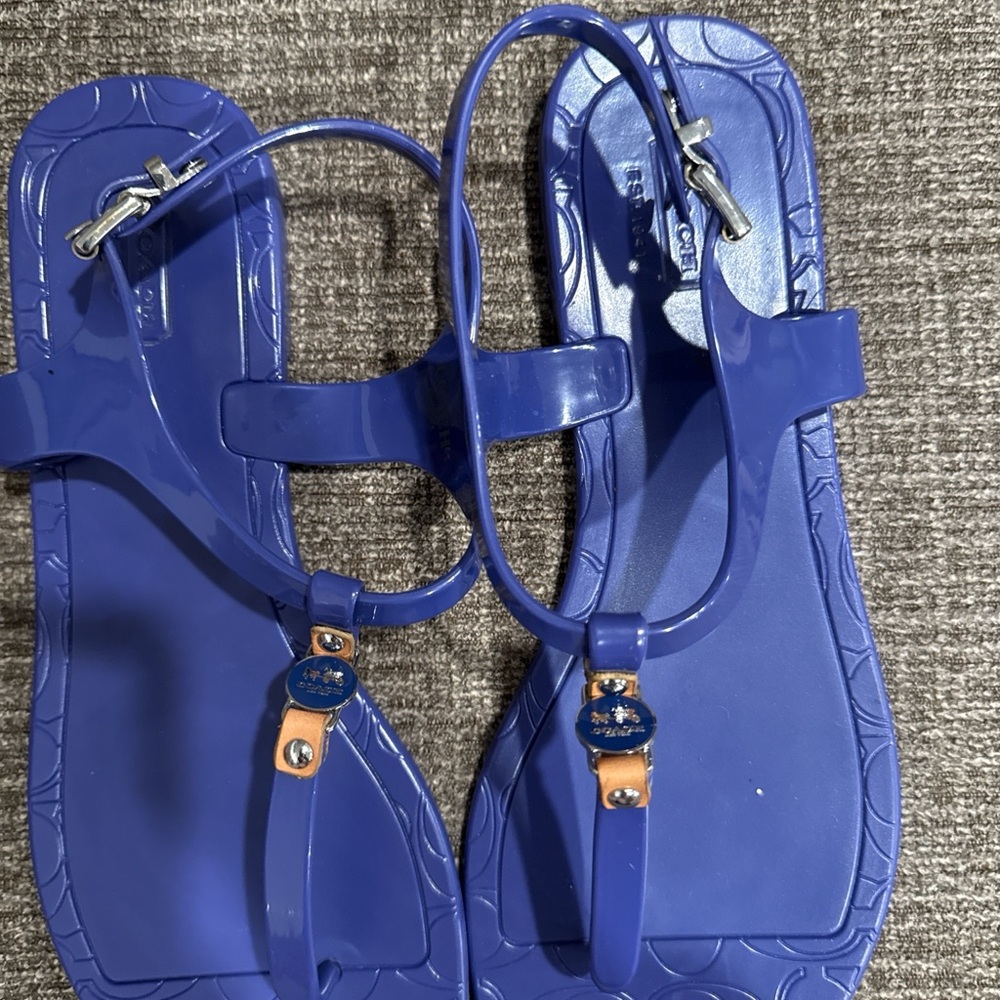 Coach Blue Sandals with Gold Details - Picture 2 of 5